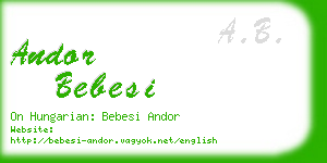 andor bebesi business card